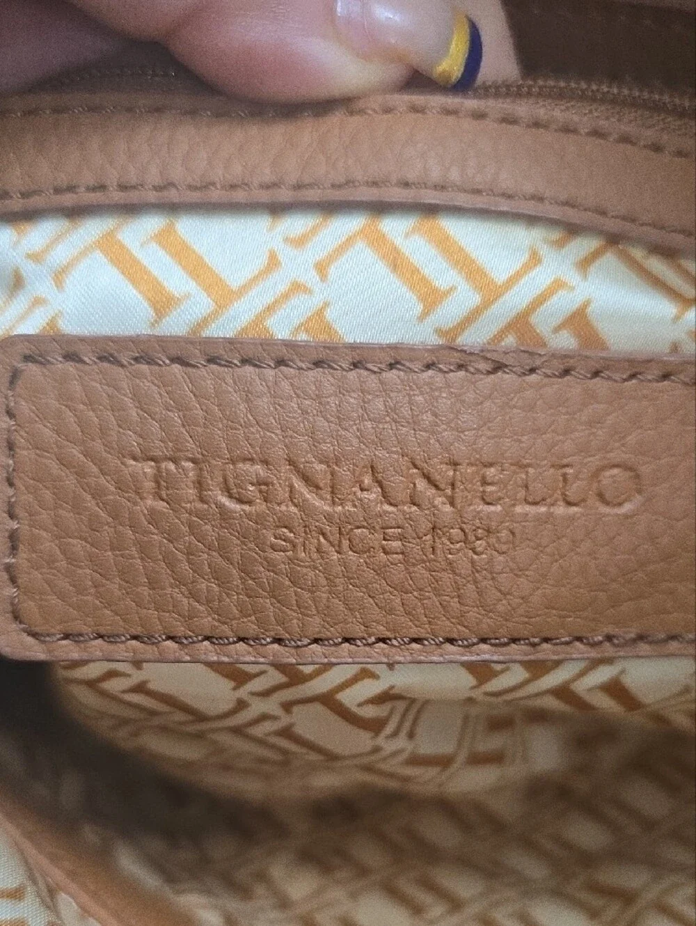 Tignanello Black, Cream & Brown Leather Tote